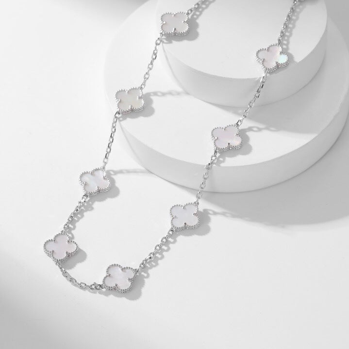 [Vera Jewelry]CLOVER 10 MOTIFS WHITE MOTHER OF PEARL NECKLACE