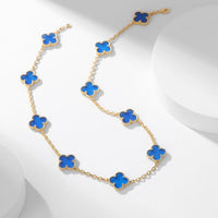 [Vera Jewelry]CLOVER 10 MOTIFS BLUE AGATE NECKLACE