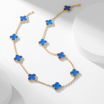 [Vera Jewelry]CLOVER 10 MOTIFS BLUE AGATE NECKLACE
