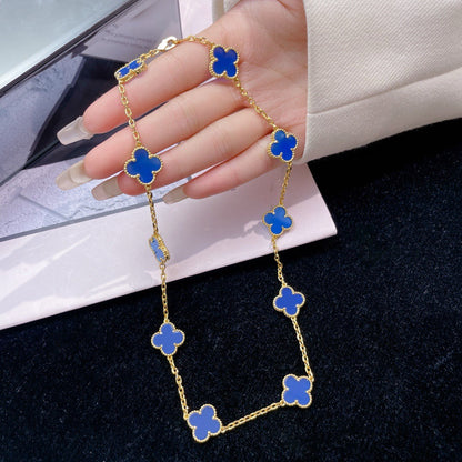 [Vera Jewelry]CLOVER 10 MOTIFS BLUE AGATE NECKLACE