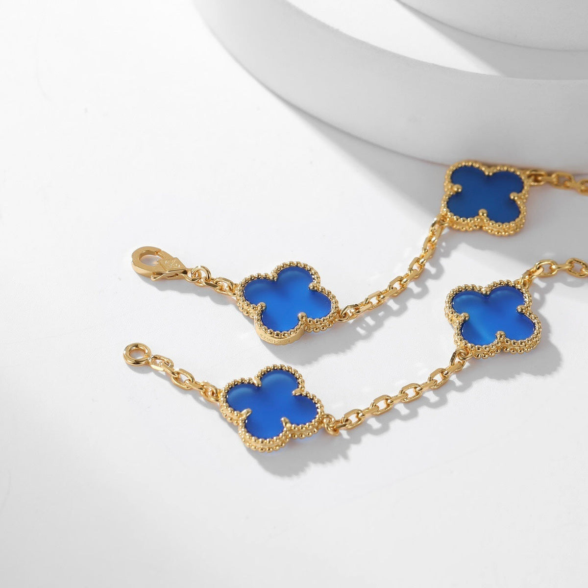 [Vera Jewelry]CLOVER 10 MOTIFS BLUE AGATE NECKLACE