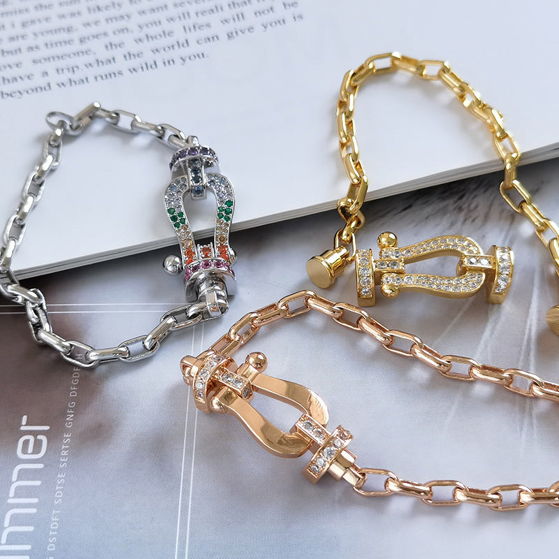 [Vera  Jewelry]FORCE LARGE HORSESHOE CLASP  METAL BRACELET