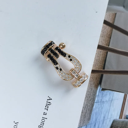 [Vera Jewelry]FORCE LARGE HORSESHOE BLACK WHITE DIAMOND BRACELET ROSE GOLD