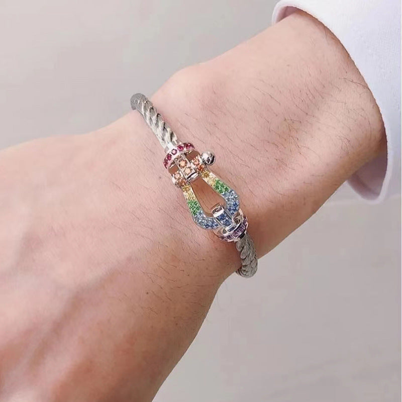 [Vera  Jewelry]FORCE LARGE HORSESHOE  COLORED DIAMOND BRACELET ROSE GOLD
