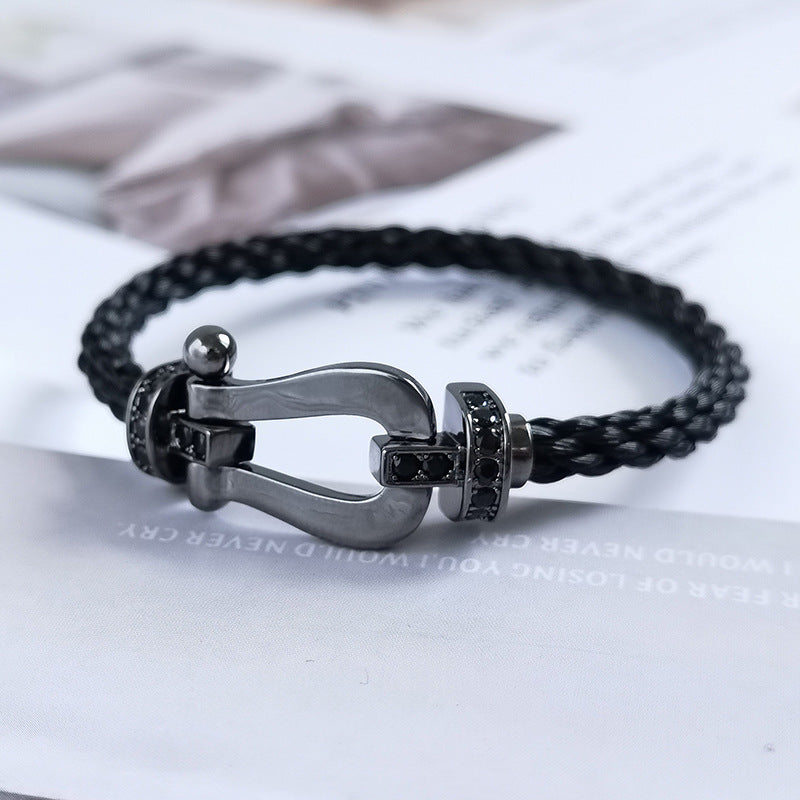 [Vera  Jewelry]FORCE LARGE SERIES HORSESHOE BLACK SAMURAI BRACELET