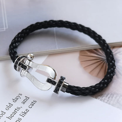 [Vera Jewelry]FORCE LARGE HORSESHOE BLACK DIAMOND BRACELET SILVER