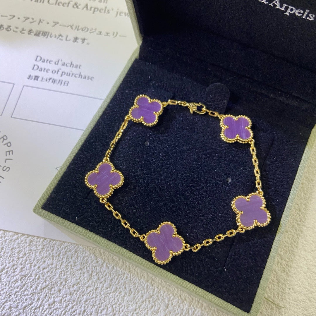 [Vera  Jewelry]CLOVER  5 MOTIFS  PURPLE VIOLET BRACELET