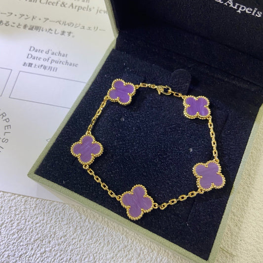 [Vera  Jewelry]CLOVER  5 MOTIFS  PURPLE VIOLET BRACELET