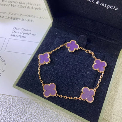 [Vera  Jewelry]LUCKY CLOVER 5-MOTIF BRACELET - VIOLET COLLECTION