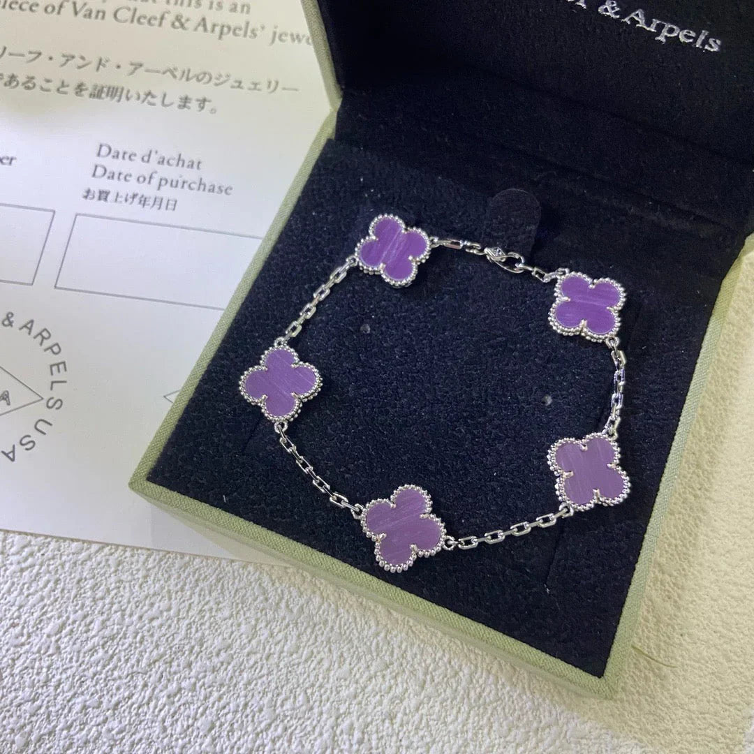 [Vera Jewelry] クローバー5モチーフ バイオレット ブレスレットコレクション