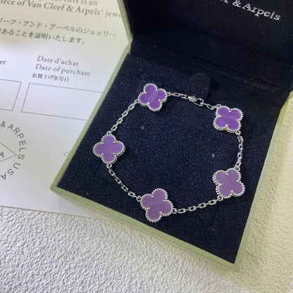 [Vera  Jewelry]LUCKY CLOVER 5-MOTIF BRACELET - VIOLET COLLECTION