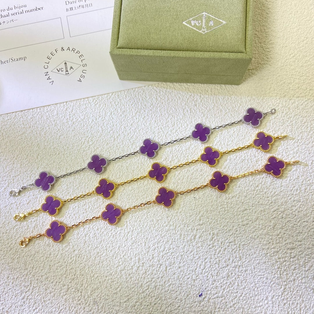 [Vera  Jewelry]CLOVER  5 MOTIFS  PURPLE VIOLET BRACELET