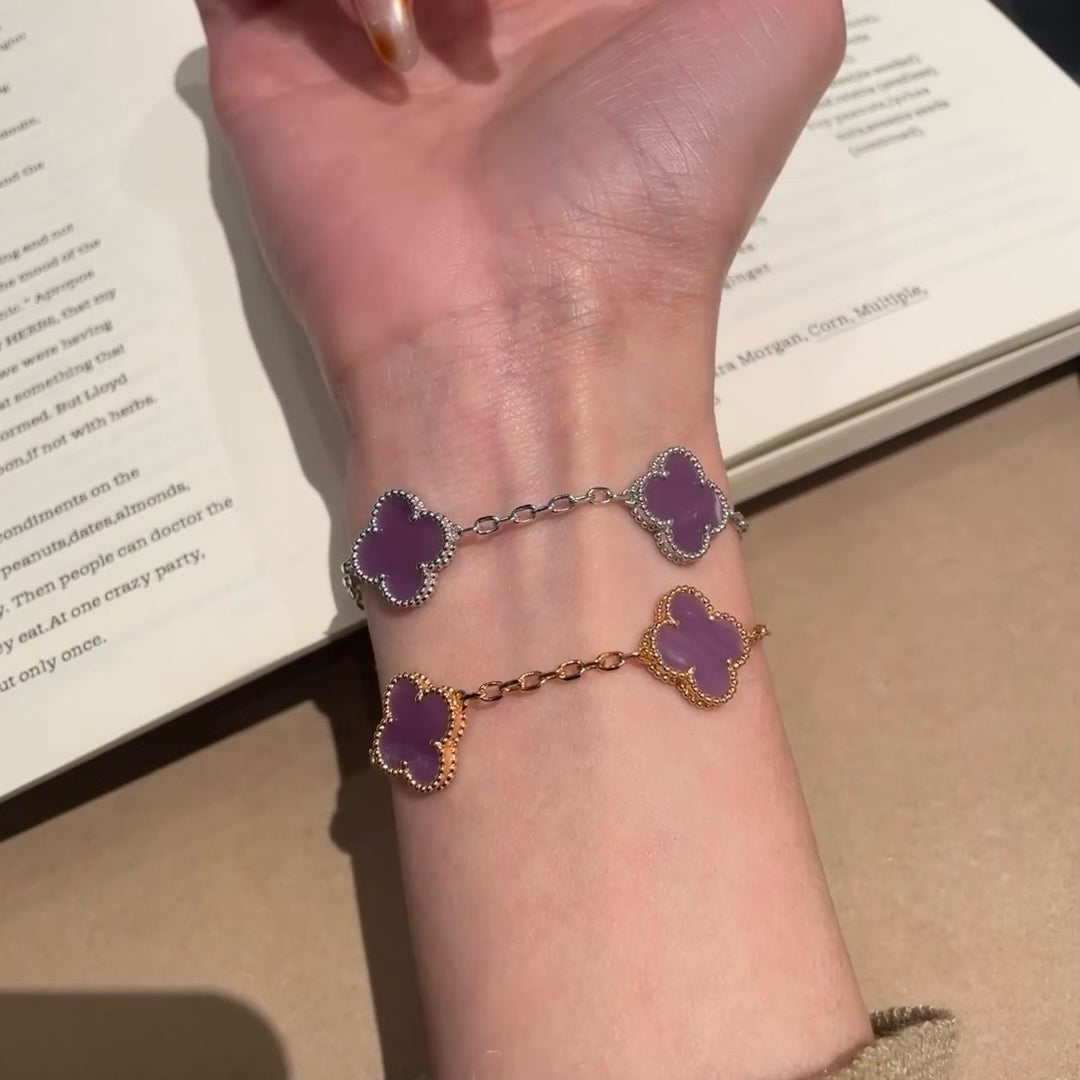 [Vera  Jewelry]CLOVER  5 MOTIFS  PURPLE VIOLET BRACELET