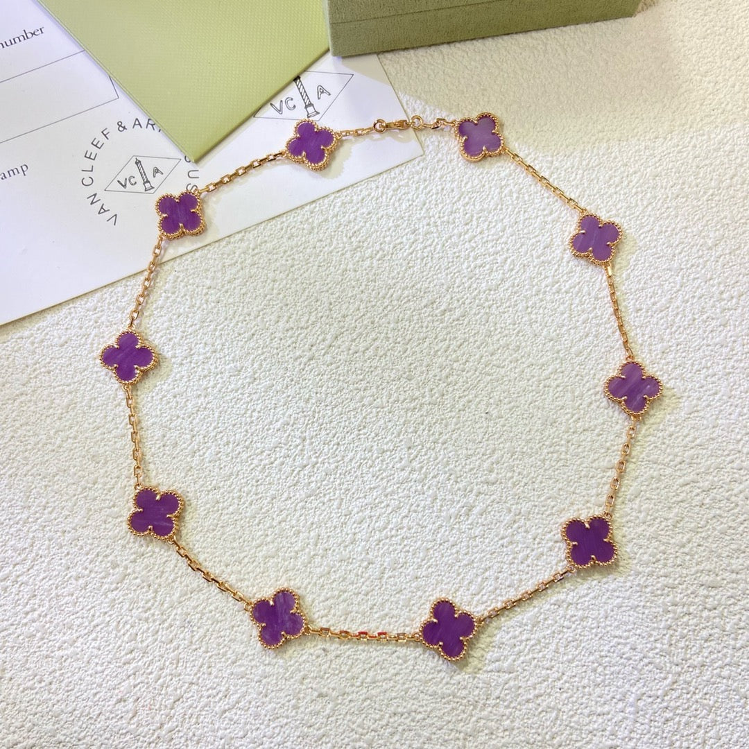 [Vera Jewelry]CLOVER 10 MOTIFS  PURPLE VIOLET  NECKLACE