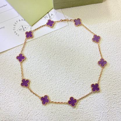 [Vera Jewelry]CLOVER 10 MOTIFS  PURPLE VIOLET  NECKLACE