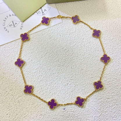 [Vera Jewelry]CLOVER 10 MOTIFS  PURPLE VIOLET  NECKLACE