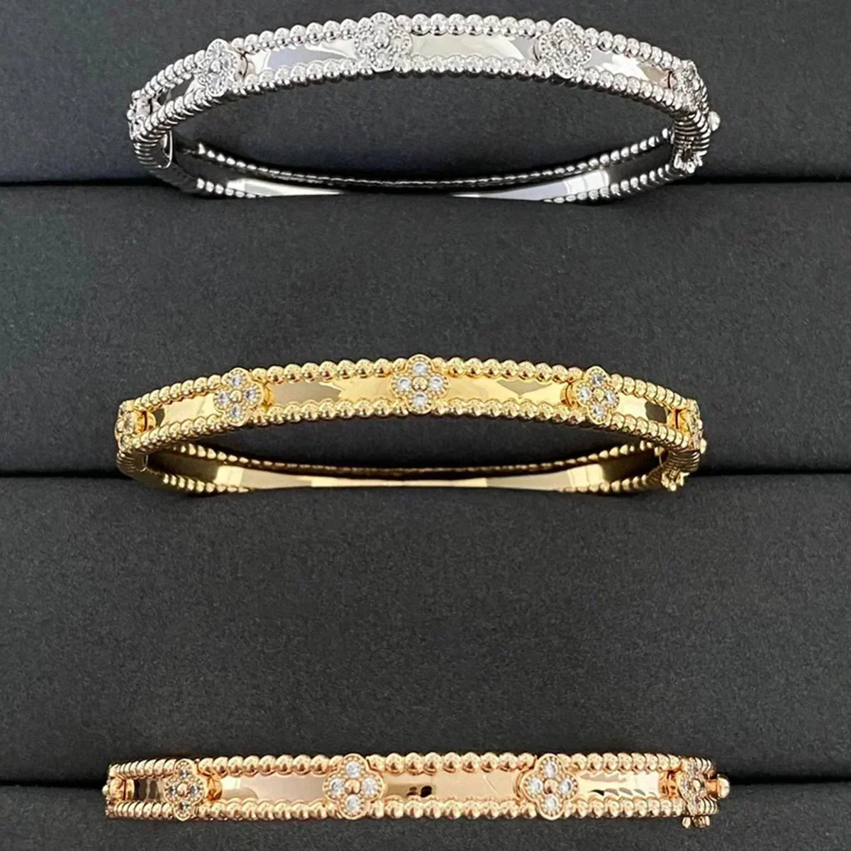 [Vera  Jewelry]CLOVER BRACELET 4MM DIAMONDS