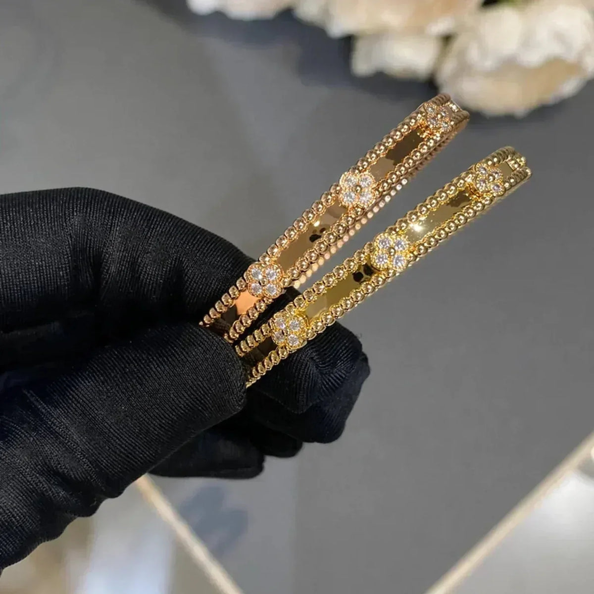 [Vera Jewelry]CLOVER BRACELET 4MM DIAMONDS