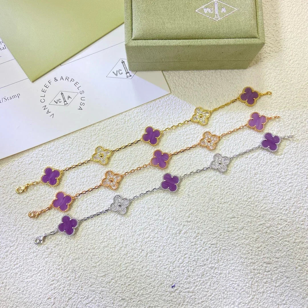 [Vera Jewelry] クローバー5モチーフ バイオレット ブレスレットコレクション
