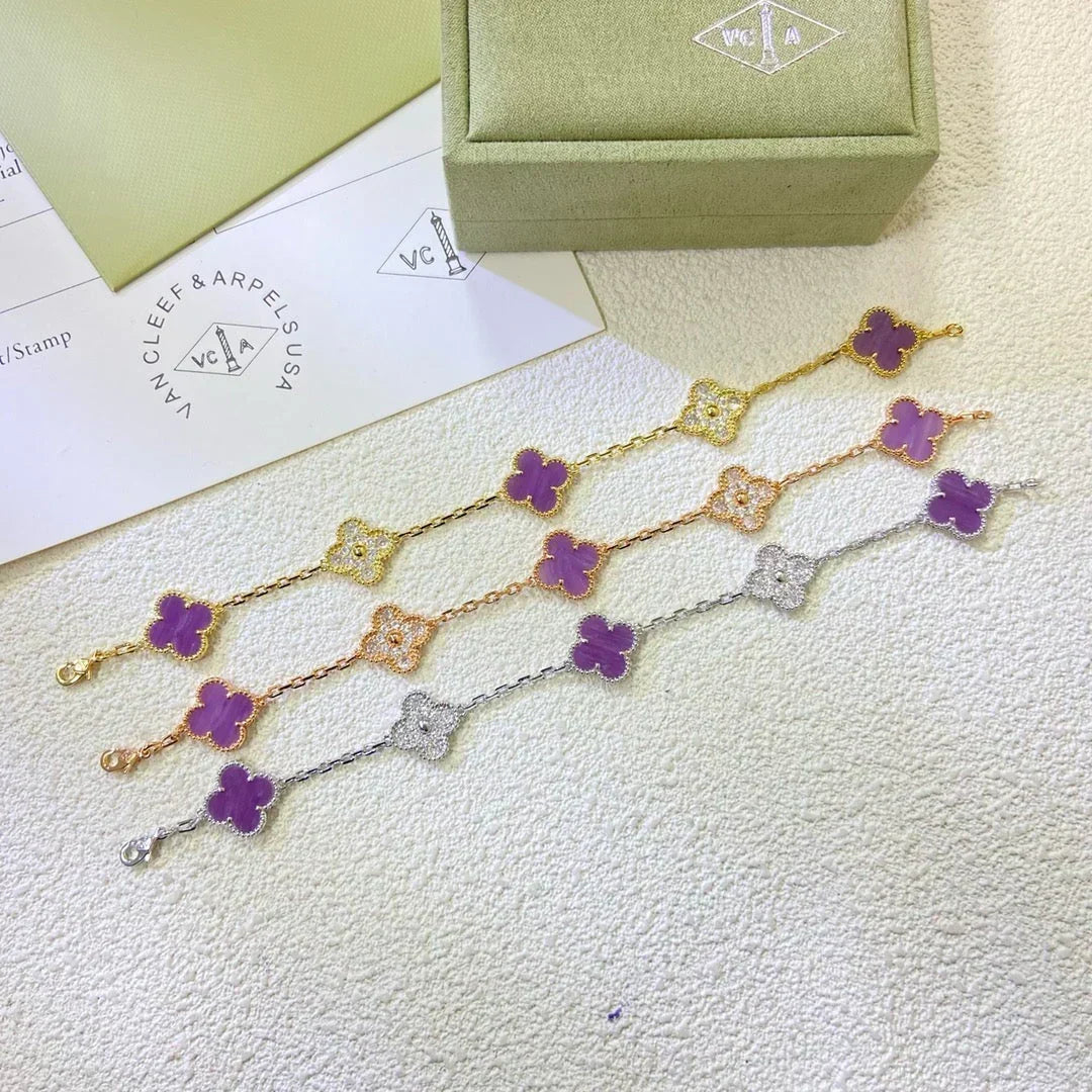 [Vera  Jewelry]LUCKY CLOVER 5-MOTIF BRACELET - VIOLET COLLECTION