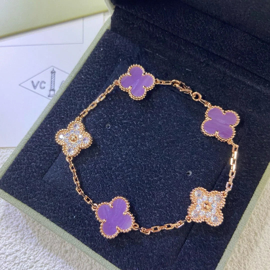 [Vera Jewelry] クローバー5モチーフ バイオレット ブレスレットコレクション