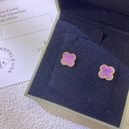 [Vera  Jewelry]CLOVER MINI 9.5MM  PURPLE VIOLET EARRINGS