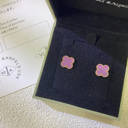 [Vera  Jewelry]CLOVER MINI 9.5MM  PURPLE VIOLET EARRINGS