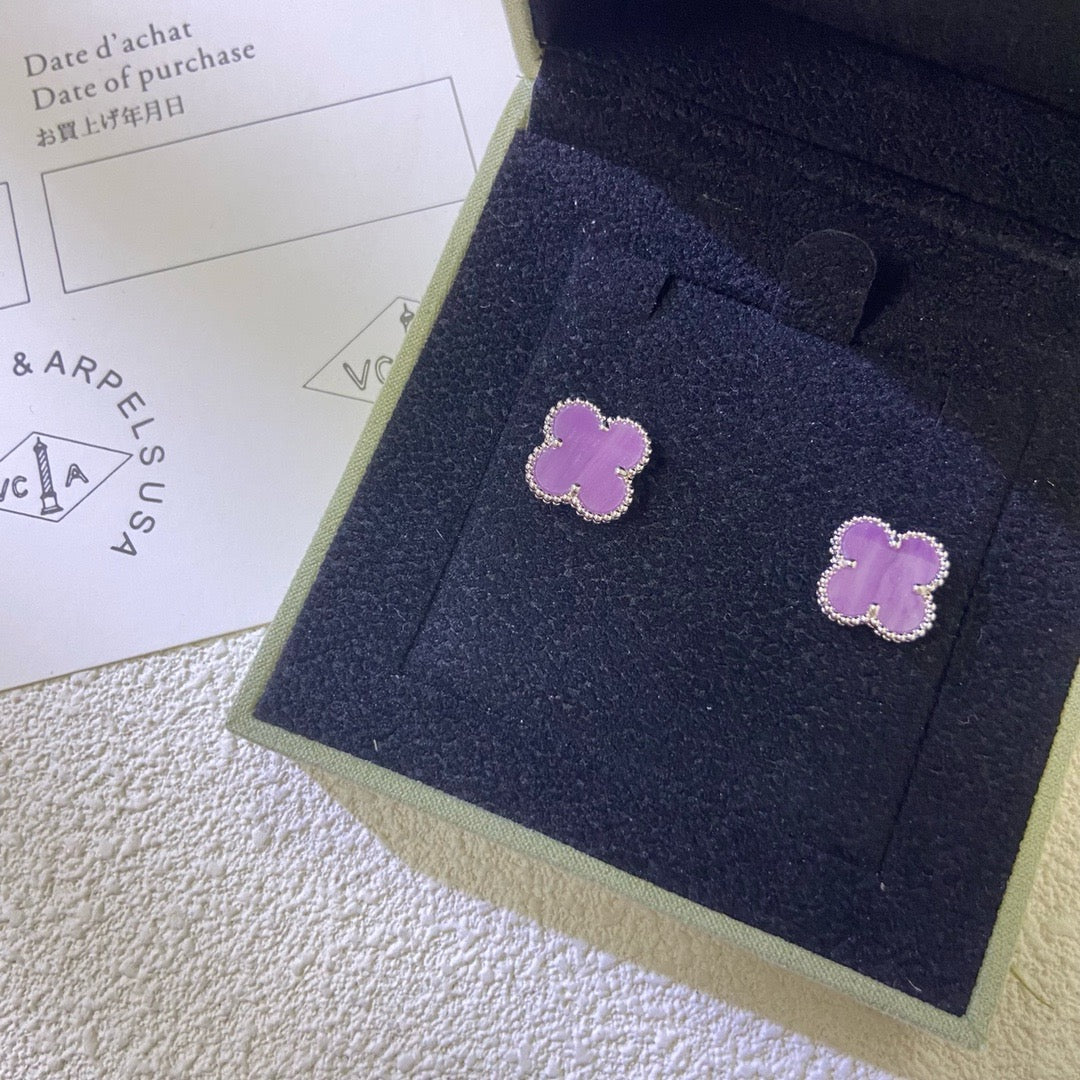 [Vera  Jewelry]CLOVER MINI 9.5MM  PURPLE VIOLET EARRINGS