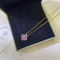 [Vera Jewelry]CLOVER 15MM DIAMOND  PURPLE VIOLET NECKLACE