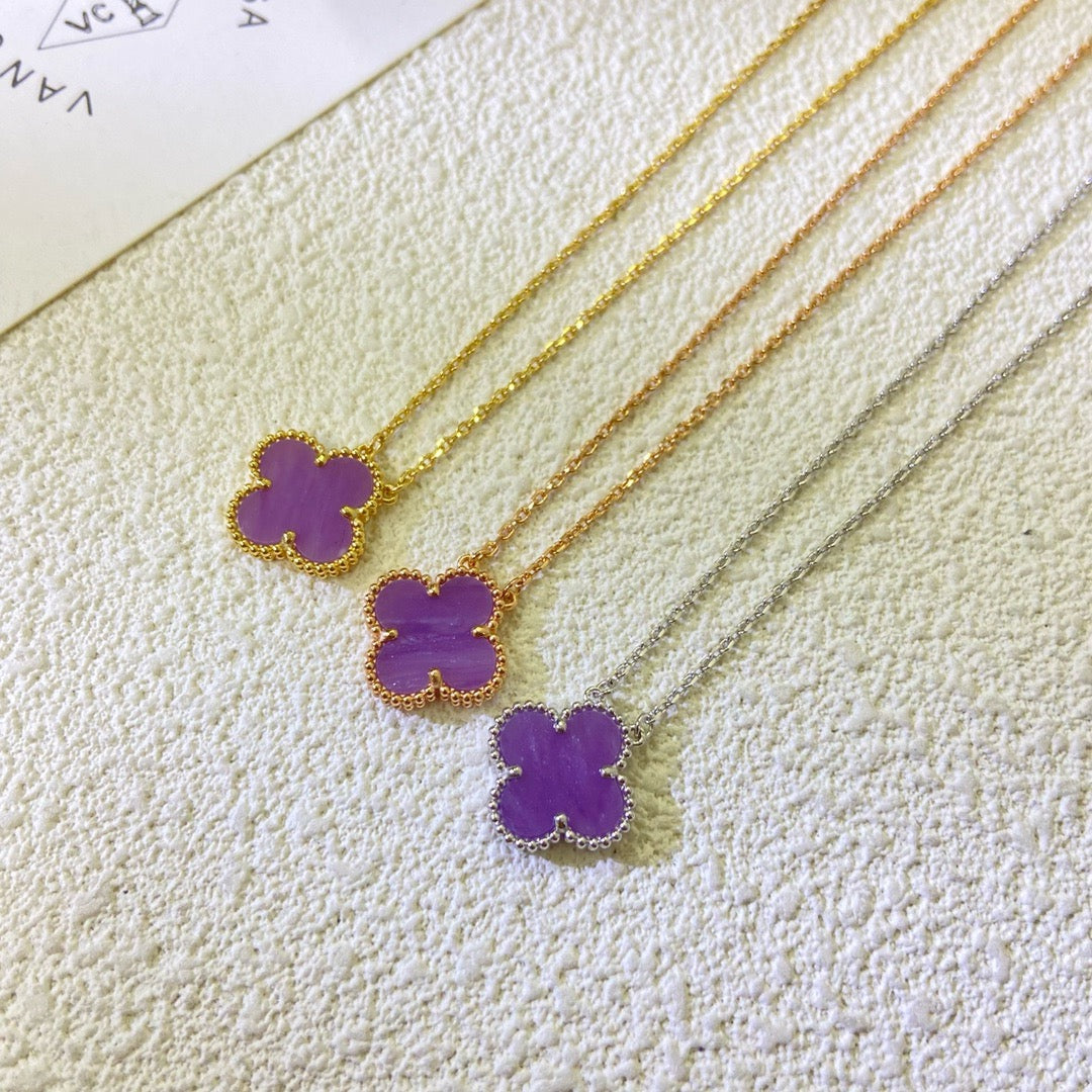 [Vera  Jewelry]CLOVER 15MM  PURPLE VIOLET NECKLACE