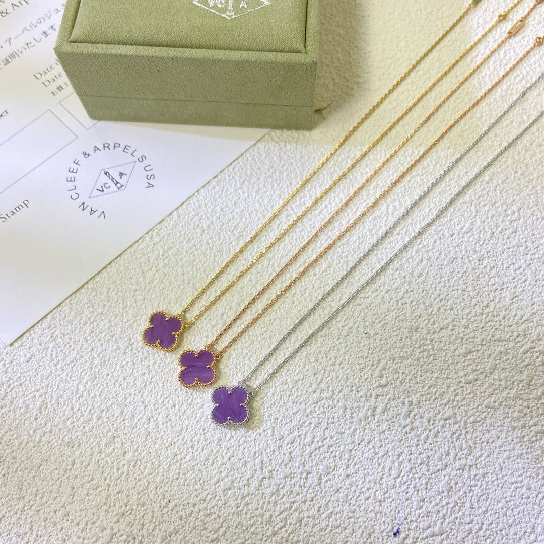 [Vera  Jewelry]CLOVER 15MM  PURPLE VIOLET NECKLACE