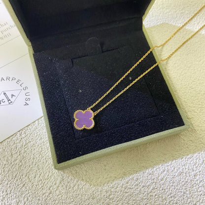 [Vera  Jewelry]CLOVER 15MM  PURPLE VIOLET NECKLACE