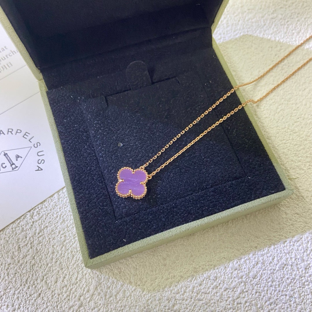 [Vera  Jewelry]CLOVER 15MM  PURPLE VIOLET NECKLACE