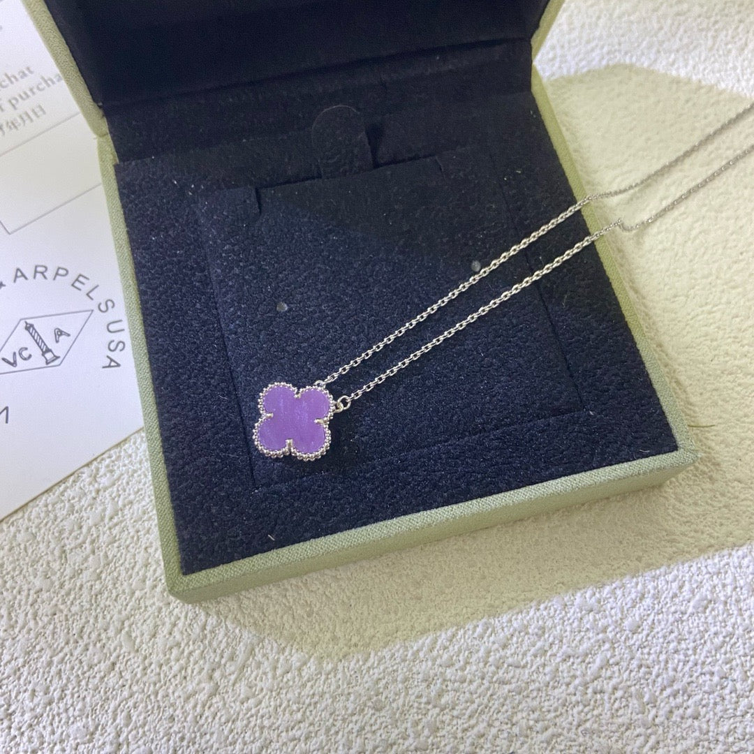 [Vera  Jewelry]CLOVER 15MM  PURPLE VIOLET NECKLACE