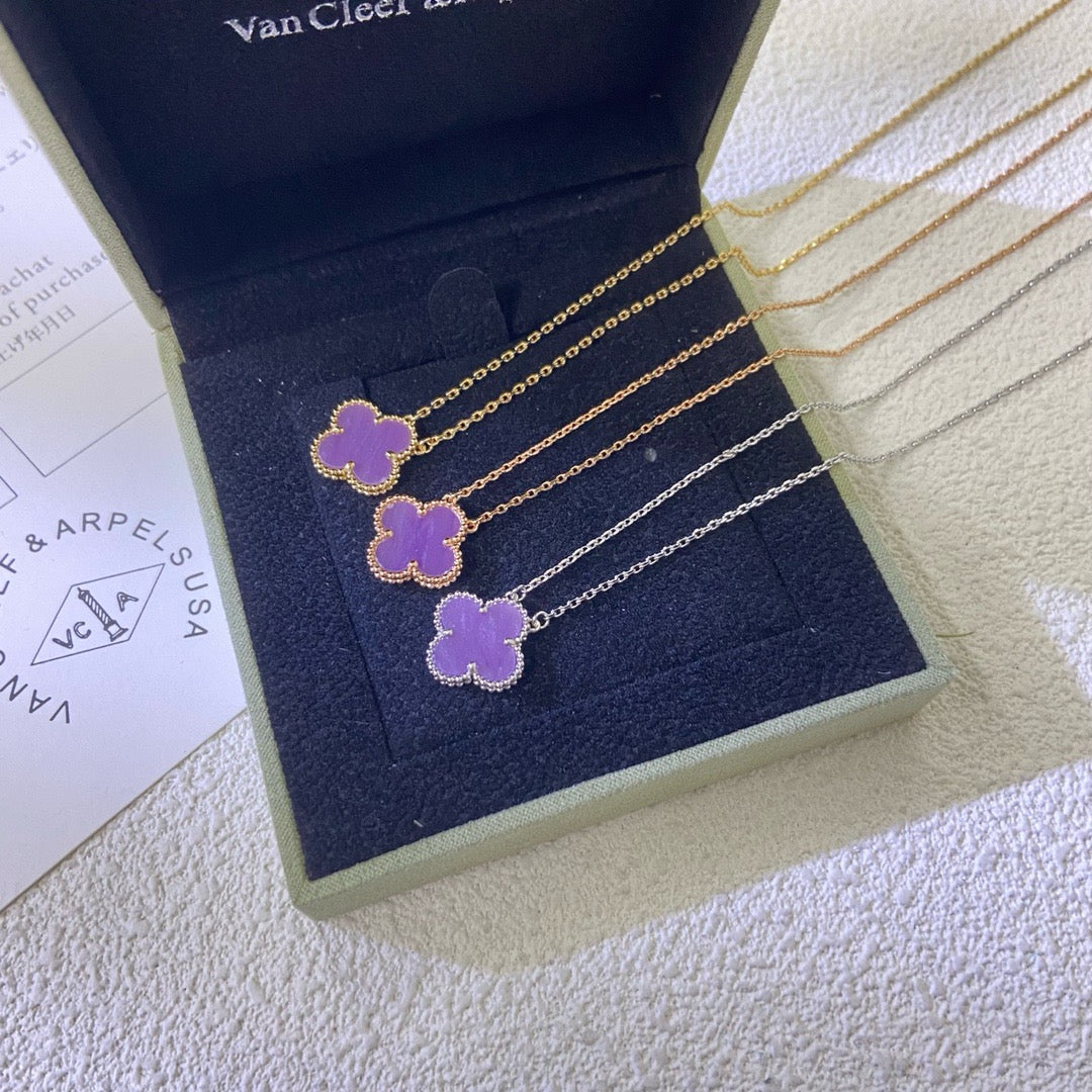 [Vera  Jewelry]CLOVER 15MM  PURPLE VIOLET NECKLACE