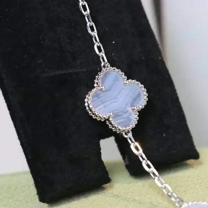 [Vera  Jewelry]LUCKY CLOVER 5-MOTIF BRACELET - PURPLE CHALCEDONY COLLECTION