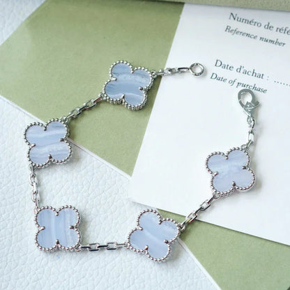 [Vera  Jewelry]LUCKY CLOVER 5-MOTIF BRACELET - PURPLE CHALCEDONY COLLECTION