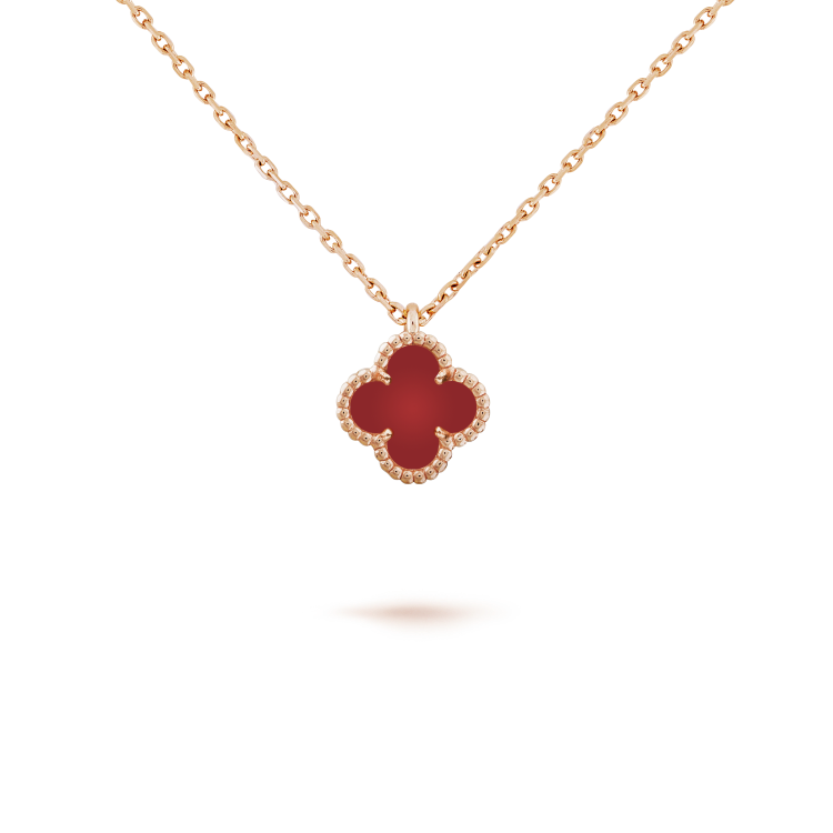 [Vera  Jewelry]CLOVER MINI 9.5MM WHITE CARNELIANS NECKLACE