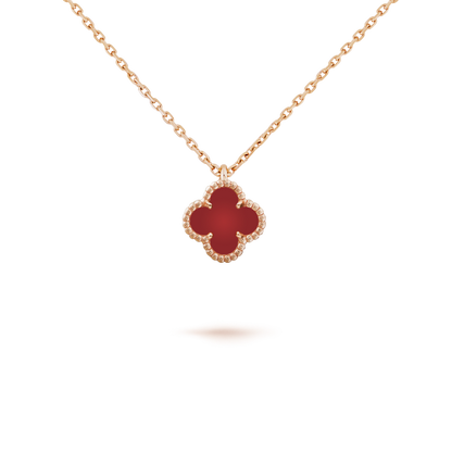 [Vera  Jewelry]CLOVER MINI 9.5MM WHITE CARNELIANS NECKLACE
