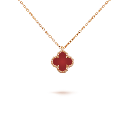 [Vera  Jewelry]CLOVER MINI 9.5MM WHITE CARNELIANS NECKLACE
