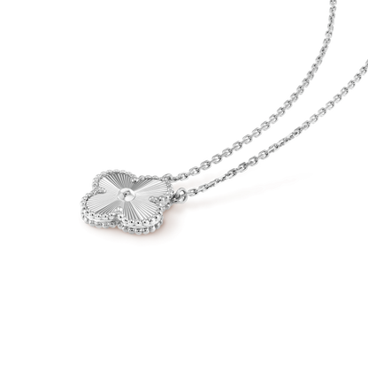 [Vera  Jewelry]CLOVER 15MM LASER NECKLACE SILVER