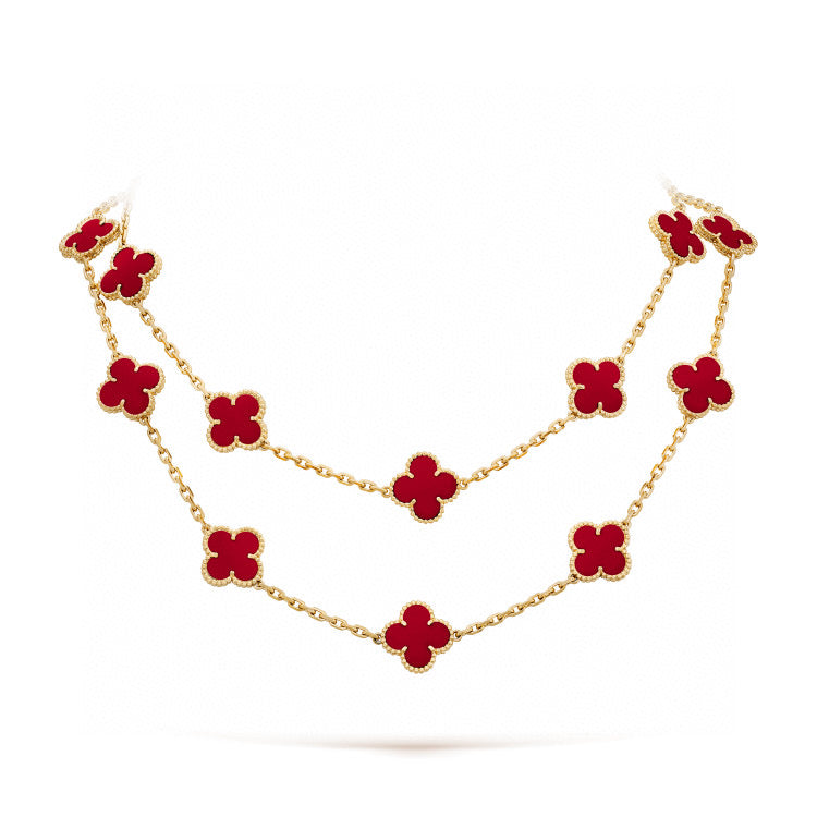 [Vera Jewelry]CLOVER 20 MOTIFS CARNELIAN NECKLACE