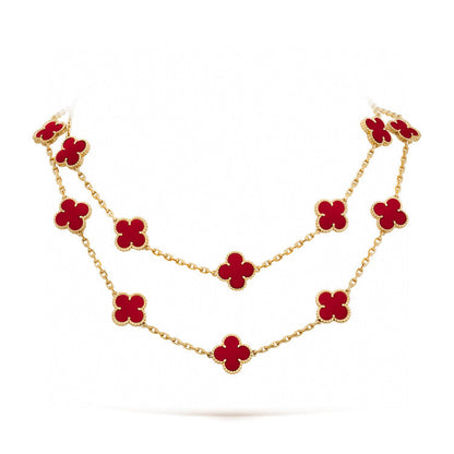 [Vera Jewelry]CLOVER 20 MOTIFS CARNELIAN NECKLACE