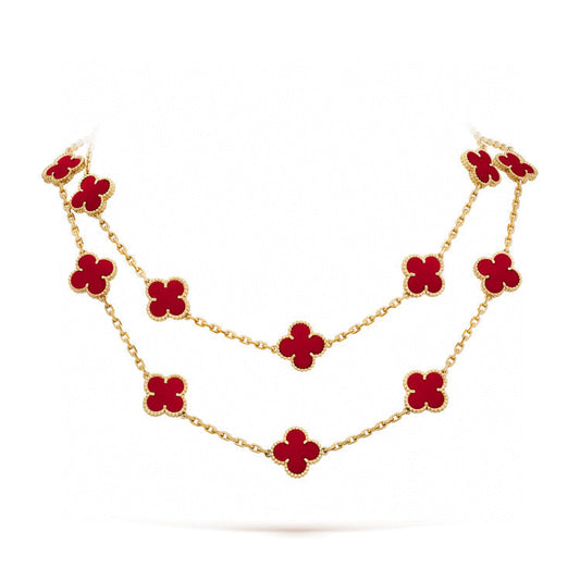 [Vera Jewelry]CLOVER 20 MOTIFS CARNELIAN NECKLACE