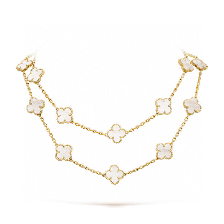 [Vera Jewelry]CLOVER 20 MOTIFS WHITE MOP NECKLACE