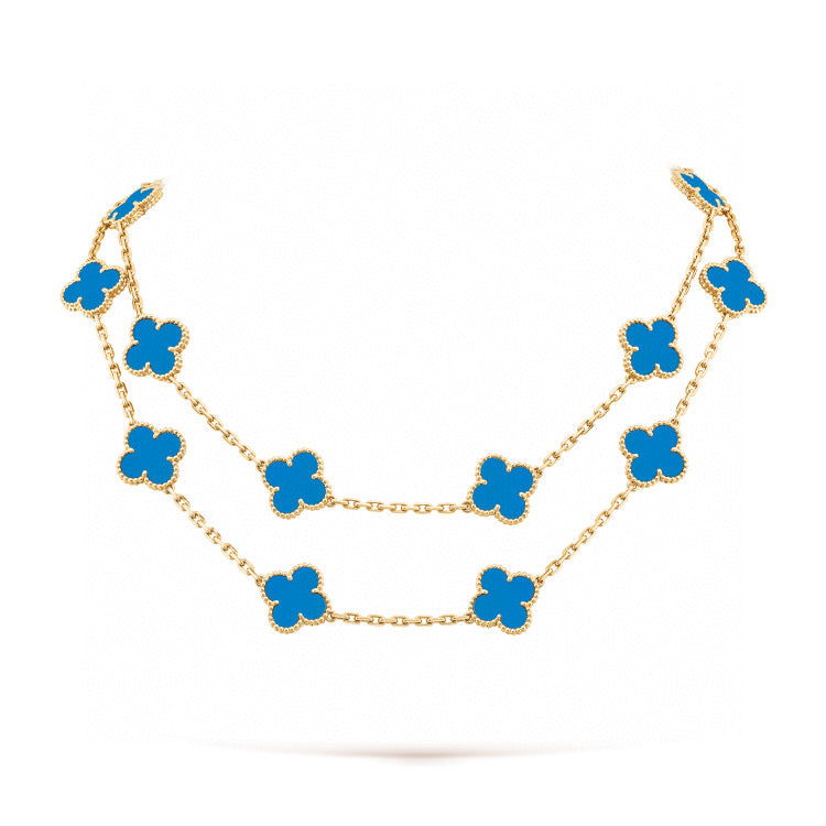 [Vera Jewelry]CLOVER 20 MOTIFS BLUE AGATE GOLD