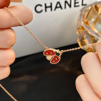 [Vera Jewelry]LUCKY  CARNELIANS LADYBUG NECKLACE