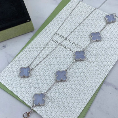 [Vera  Jewelry]LUCKY CLOVER 5-MOTIF BRACELET - PURPLE CHALCEDONY COLLECTION