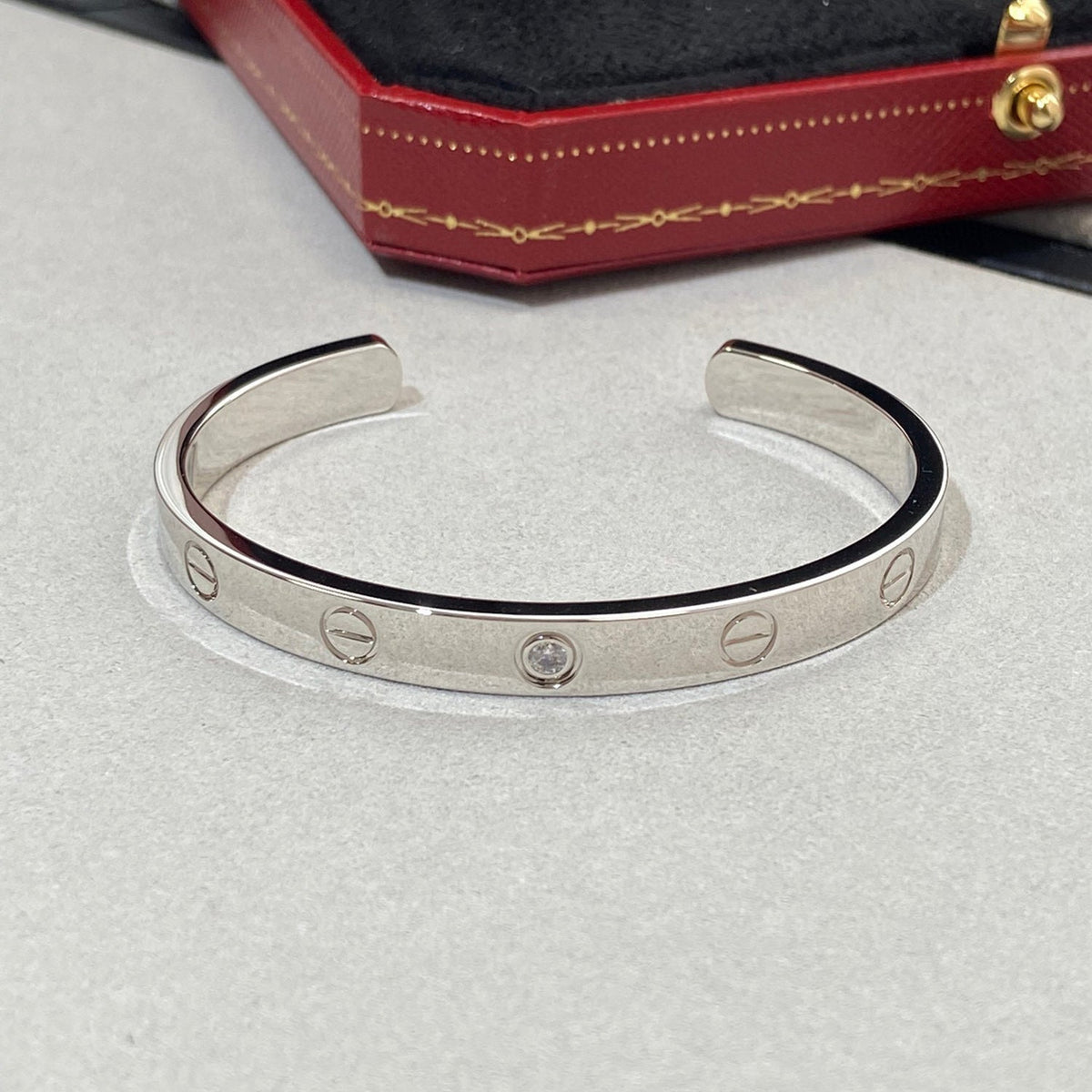 [Vera  Jewelry]LOVE BRACELET 6.1MM 1 DIAMOND OPEN CUFF