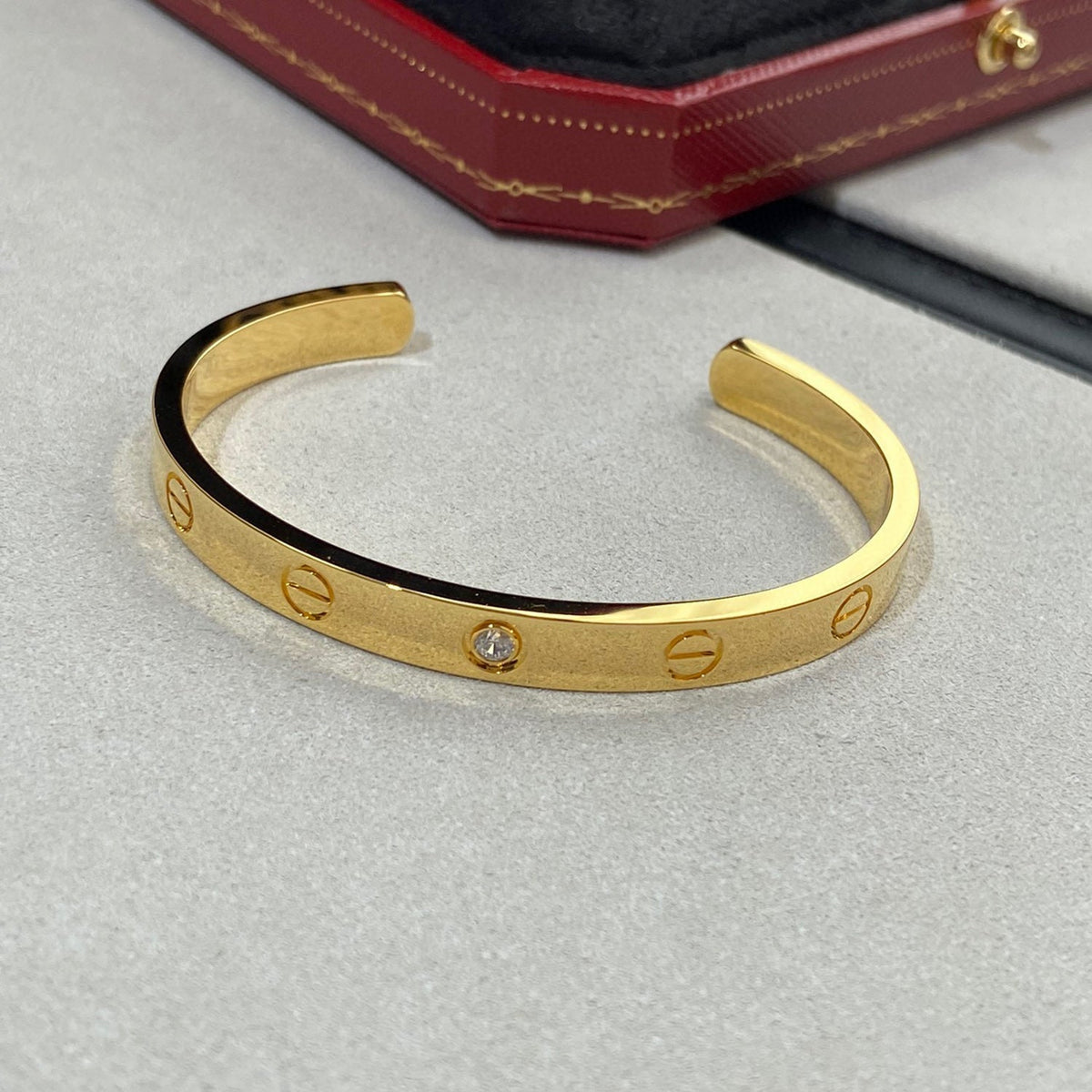 [Vera  Jewelry]LOVE BRACELET 6.1MM 1 DIAMOND OPEN CUFF